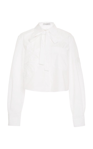 Embroidered Cropped Cotton Shirt