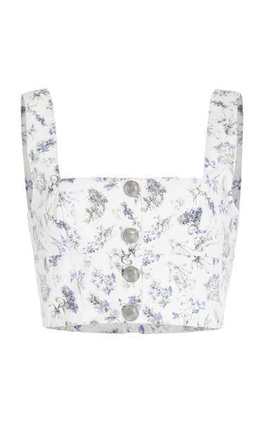 Quinn Printed Cotton Poplin Crop Top