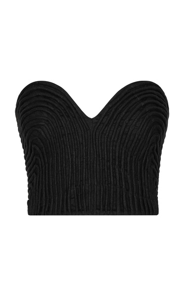 Templo Hand-Embroidered Linen Corset Top