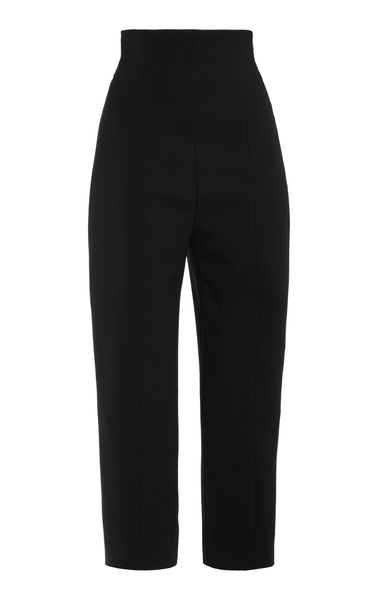High-Waist Stretch-Wool Capri Pants