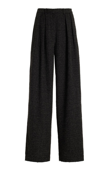 Pleated Melange Wide-Leg Pants