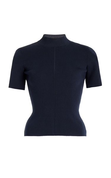 Ribbed-Knit Silk-Blend T-Shirt