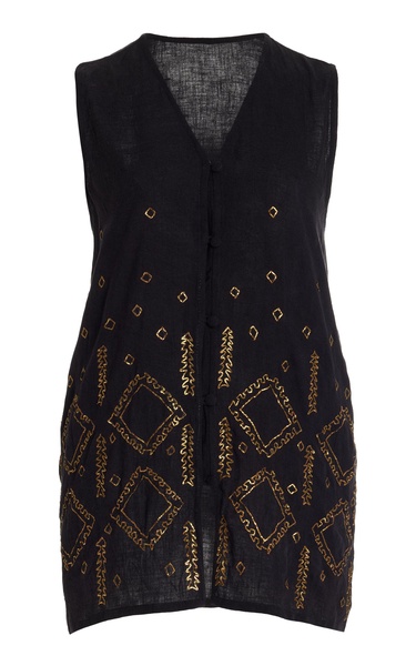 Cleo Embroidered Silk Vest