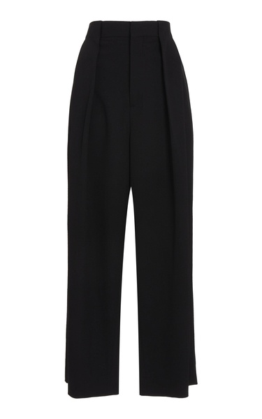 Pleated Grain Du Poudre Wool Pants