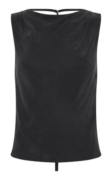 Draped Satin Open-Back Top