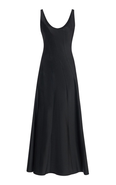 Scoop Neck Satin Maxi Dress