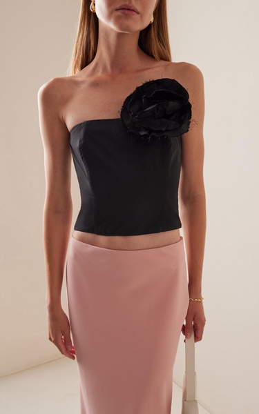 Lena Rosette-Detailed Taffeta Corset Top