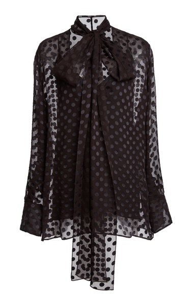 Tie-Neck Silk-Blend Top