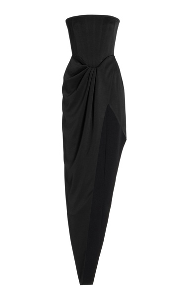 Ledger Satin-Crepe Strapless Gown