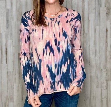 talia tie dye sweater in pink/blue