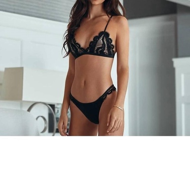 midnight lace thong in black