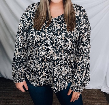 careless dreaming top in black/taupe/cream