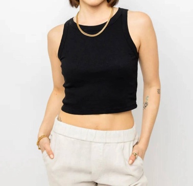 harla cotton slub tank top in black