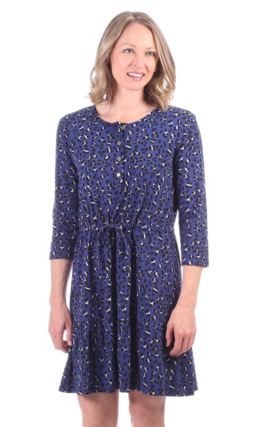 stevie dress in blue leopard