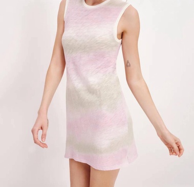 stripe sleeveless muscle dress in watercolor stripe
