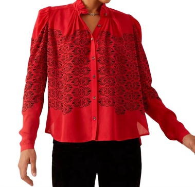 artemis trellis shirt in red cherry