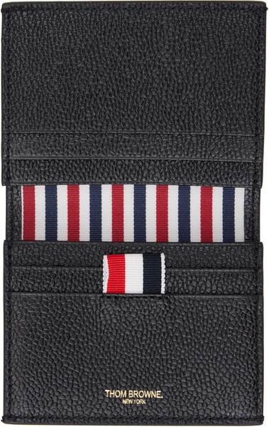 Black Pebble Grain Leather Double Card Holder