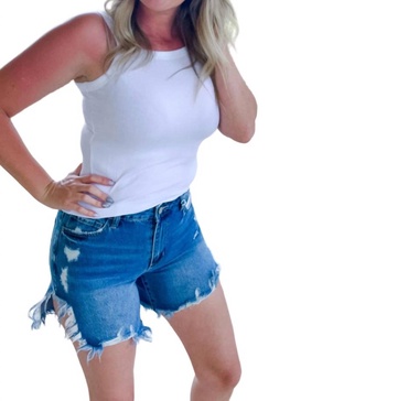 solid mini ribbed tank in white