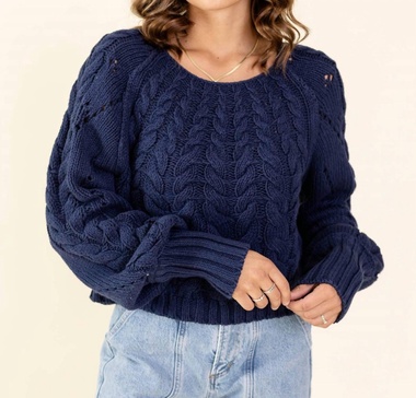 sandre pullover sweater in navy