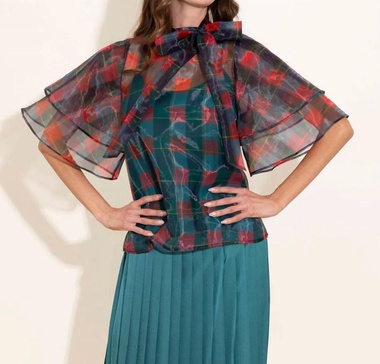 holiday plaid heddy top in green