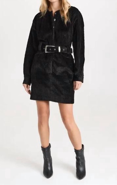 laurent corduroy dress in black licorice