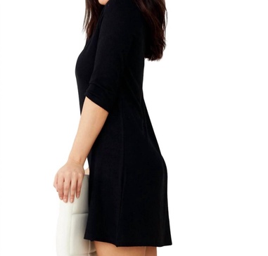 tie dye mock neck dress in black