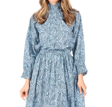 candice blouse in blue paisley