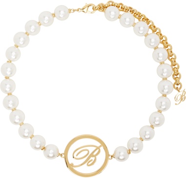 White & Gold Faux-Pearl Choker