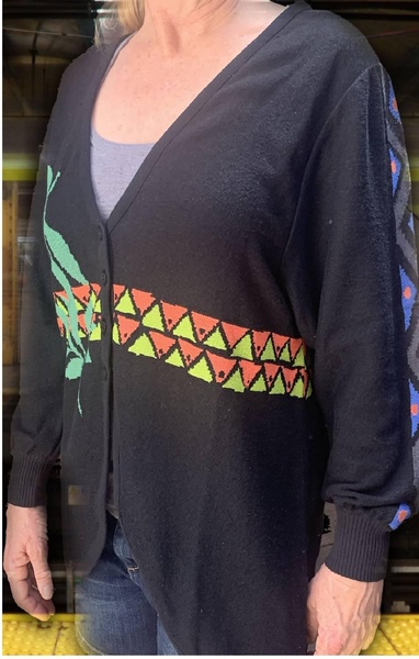 maku knit cardigan in black multi