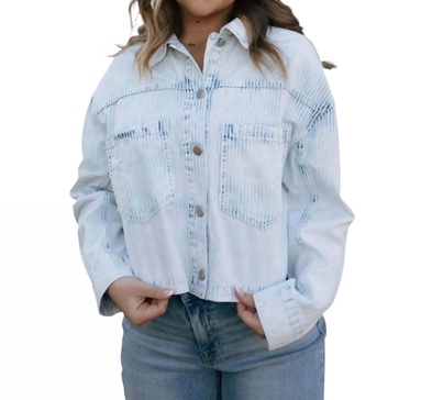 washed stripe jacket in denim