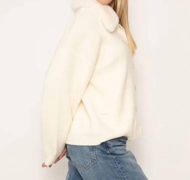 nola fur oversized cardigan in crea