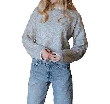 white trim sweater in gray