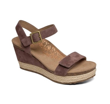 sydney quarter strap espadrille wedge in deep taupe