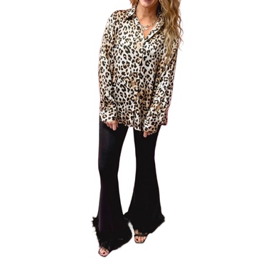 wild about you button up top in leopard print