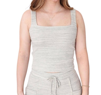 isola marled sweater rib tank top in cream