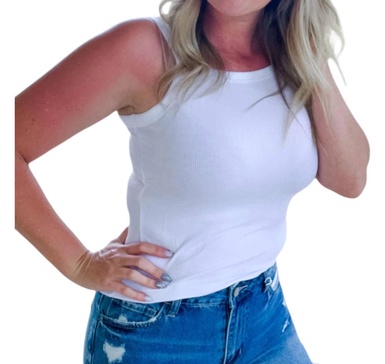 solid mini ribbed tank top in ivory