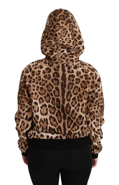 Dolce & Gabbana  Brown Hooded Studded Ayers Leopard Sweater