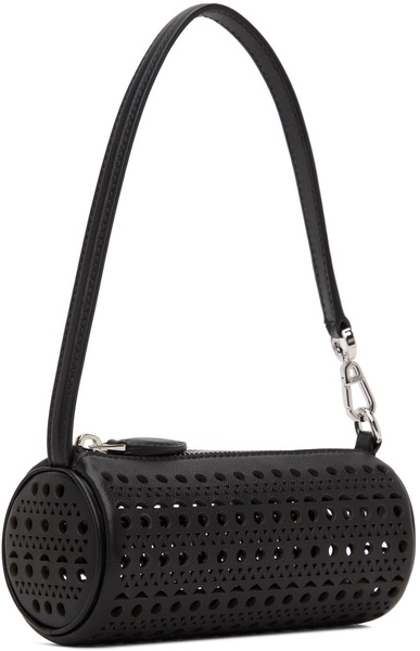 Tube perforated leather shoulder bag