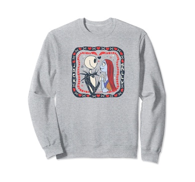 Amazon Essentials Nightmare Before Christmas Jack and Sally Valentine's Day Sweatshirt