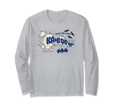 Amazon Essentials DC Comics Batman Comic Kaboom Ready for Action Long Sleeve T-Shirt
