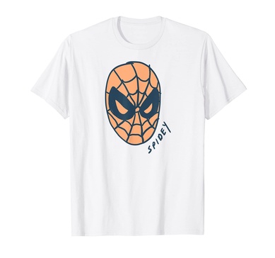 Amazon Essentials Men's MARVEL SPIDER-MAN SPIDEY MASK T-Shirt, White, Small