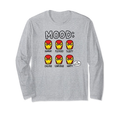 Amazon Essentials Marvel Avengers Moods of Iron Man Long Sleeve T-Shirt