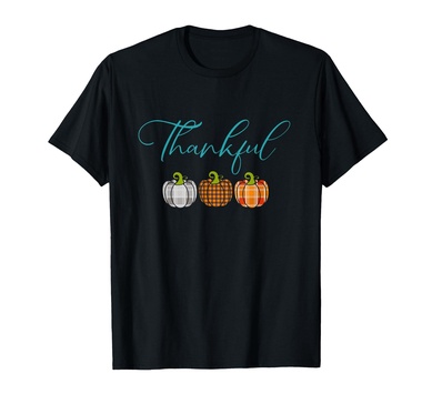 Fall Plaid Pumpkin Thankful women Thanksgiving Be Blessed T-Shirt