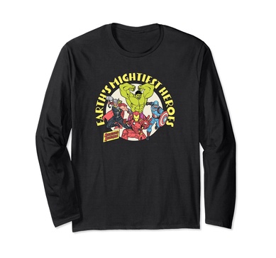 Amazon Essentials Marvel Avengers Earth's Mightiest Heroes Long Sleeve T-Shirt