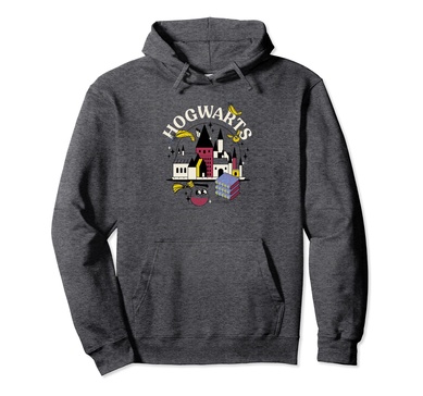 Amazon Essentials Harry Potter Hogwarts Castle Smiling Icons Pullover Hoodie