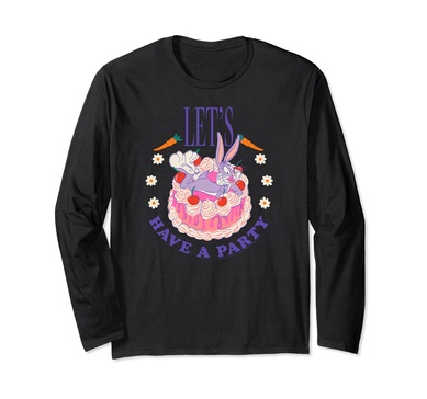 Amazon Essentials Looney Tunes Bugs Bunny Let's Have A Party Cake Long Sleeve T-Shirt