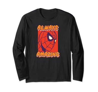 Amazon Essentials Marvel Spider-Man Always Amazing Boxed Portrait Long Sleeve T-Shirt