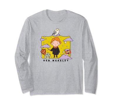 Amazon Essentials Harry Potter Ron Weasley Icons Cartoon Portrait Long Sleeve T-Shirt