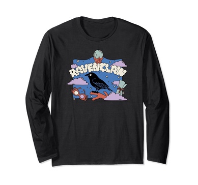 Amazon Essentials Harry Potter Hogwarts Ravenclaw House Cartoon Scene Long Sleeve T-Shirt