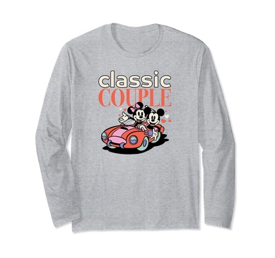 Amazon Essentials Mickey and Minnie Valentine's Day Classic Couple Long Sleeve T-Shirt